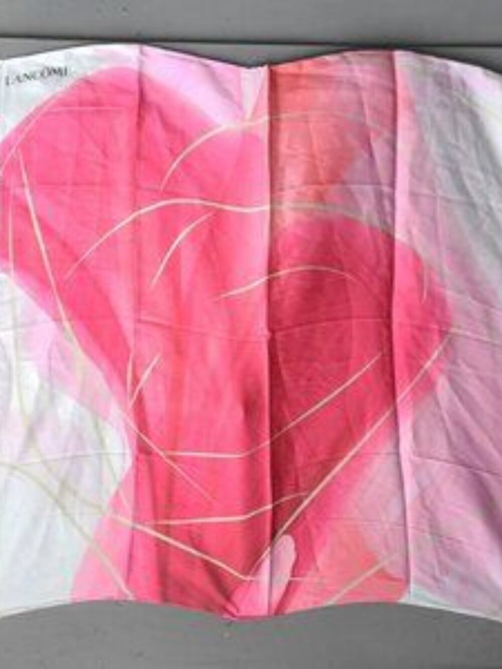 Lancome Pink White Heart Silk Scarf
